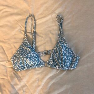 Blue with white flowers bikini top